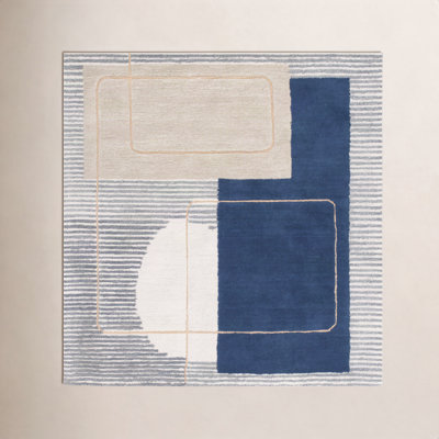 Lacy Hand-Tufted Wool and Viscose Geometric Rug
