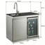Évier de cuisine d'extérieur Eldrin et réfrigérateur de 70 L avec comptoir en granite et station de nettoyage escamotable en acier inoxydable brossé-125427556
