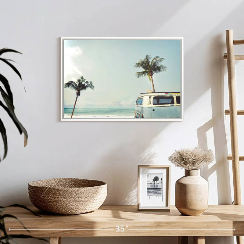 Retro Surf Van, Cadre flottant doré, 13 po x 9 po