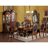 9-ps Formal Dining Table Set Kitchen Furniture Set Include 1 Extendable Dining Table, 6 Side Chairs And 2 Arm Chairs, Set For 8 Persons