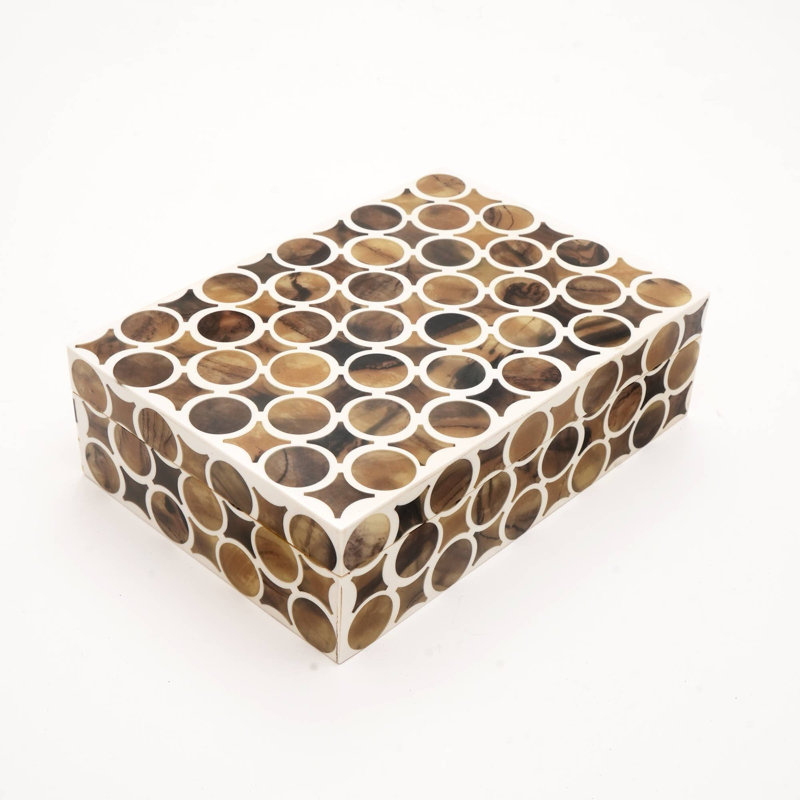 Boîte décorative | Boîte de rangement en bois Ringlet | 10 x 7 x 3 po