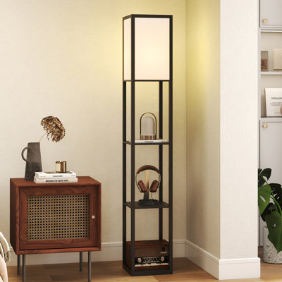 Retweet Floor Lamp Reading Lamp with 3-Tier Storage Shelf for Home Office