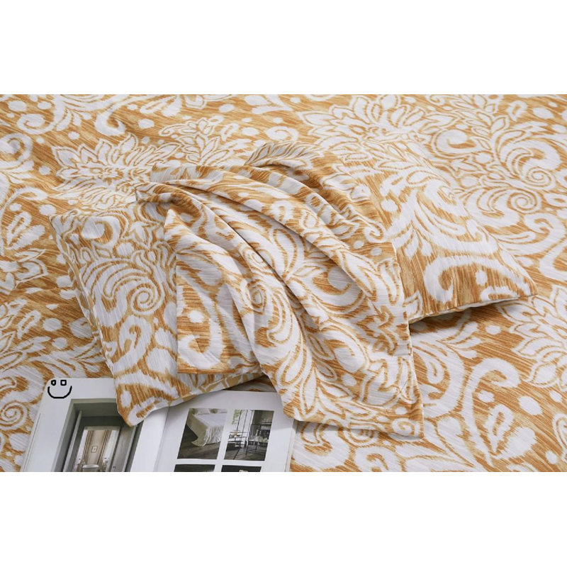 Bedding, Single Duvet Cover + 1 Standard Pillowcase, Royal Gold