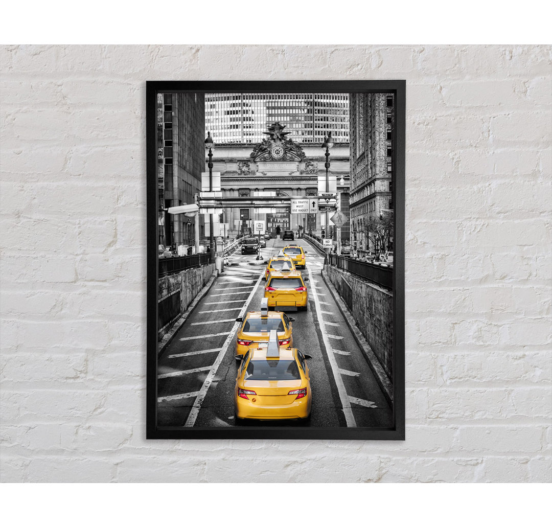 Yellow Cab Line Up - Einzelbildrahmen Kunstdrucke auf Leinwand