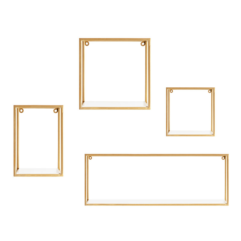 Gallup 4 Piece Accent Shelf, White/Gold