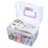 Clear Storage Basket with Pink Handle and White Tray