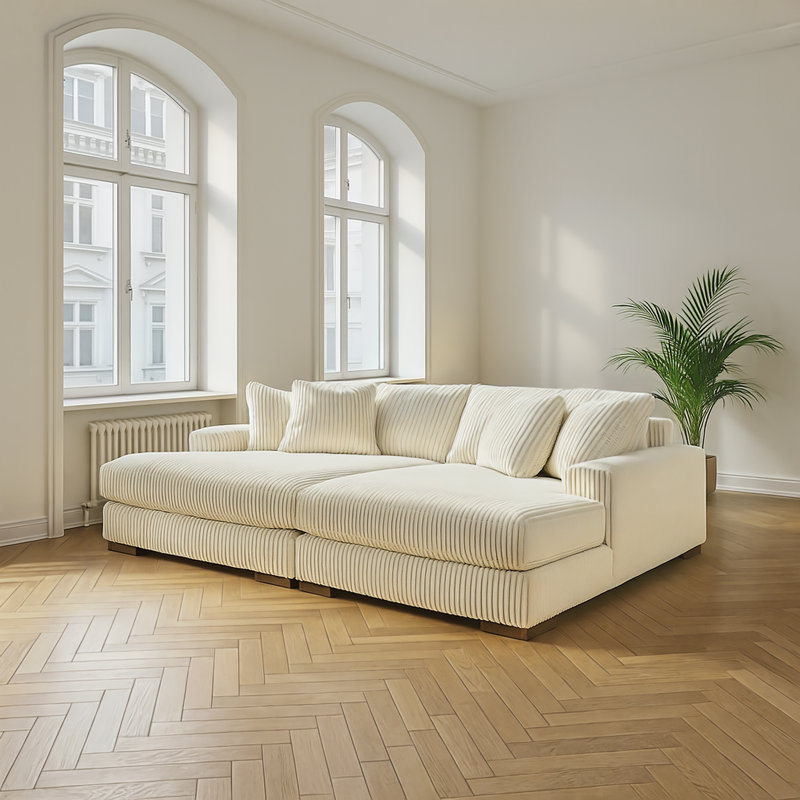 Lindyn Super Chaise, White, 38" H x 102" W x 70" D