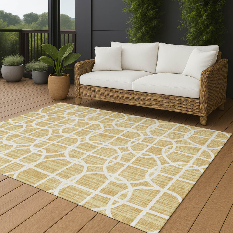 Machine Washable Indoor/Outdoor Chantille ACN2769 Geometric Rug, Gold, 8' x 10'