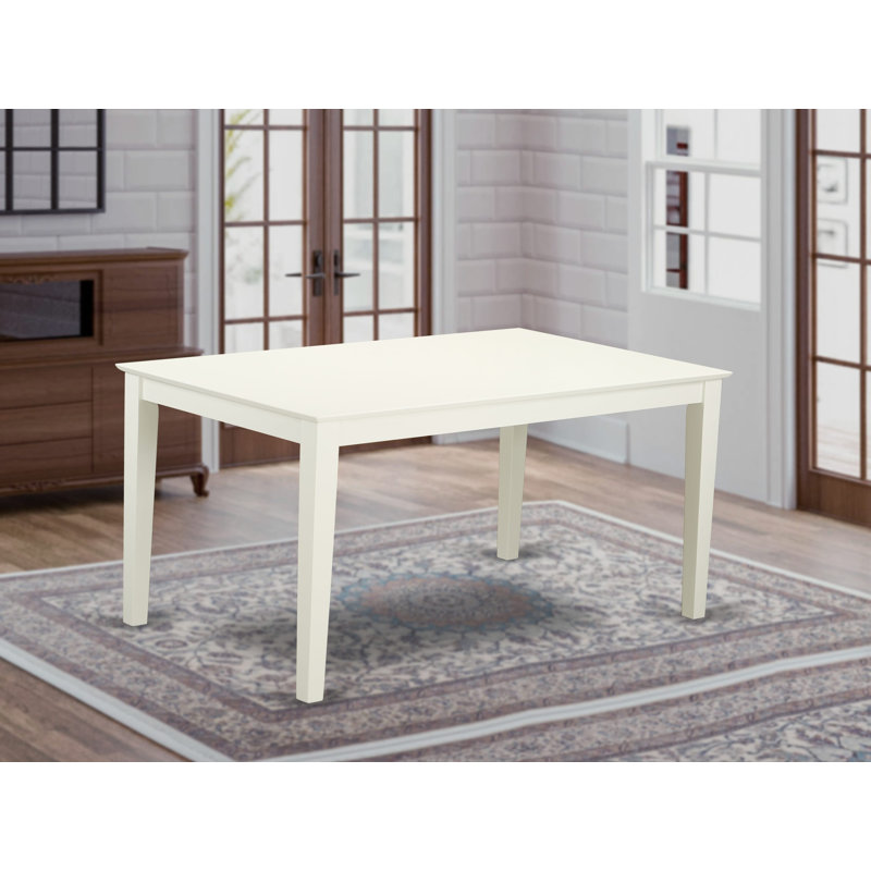 Table de salle à manger Capri - plateau de table rectangulaire en bois avec pieds robustes, lin blanc, Lin blanc