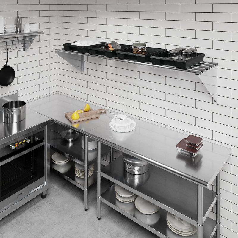 18in. x 72in. Stainless Steel Tubular Wall Shelf, NSF Certified