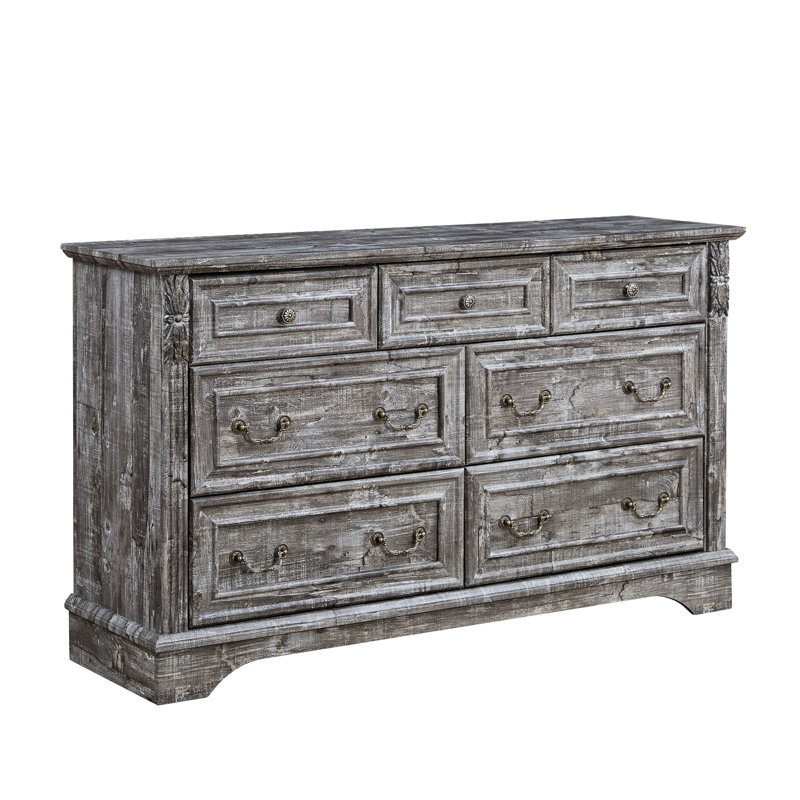 Antique Farmhouse 7-drawer Dresser – Bedroom Storage Chest, Gray