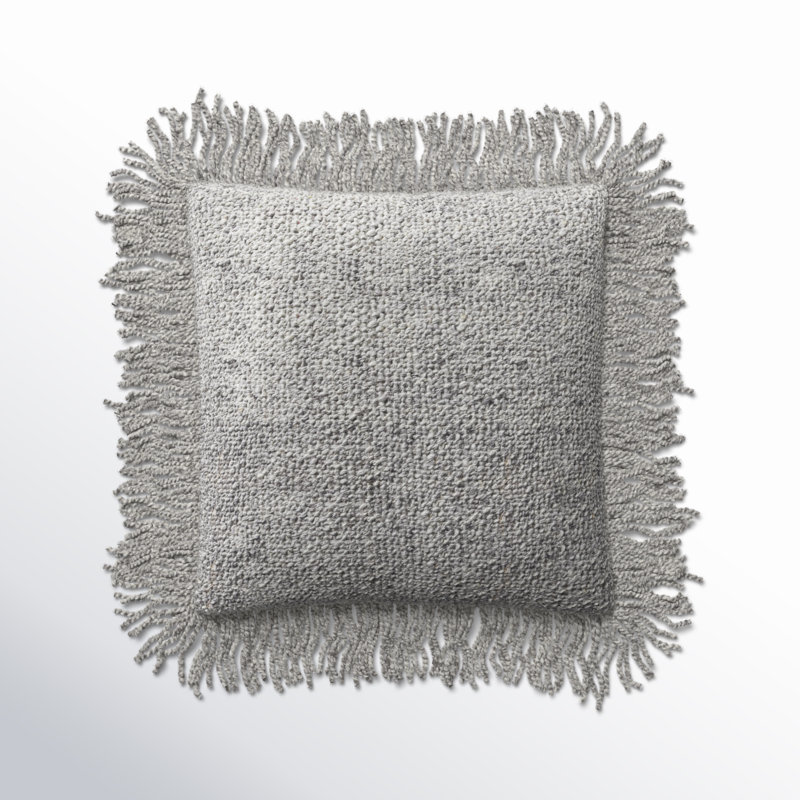 Vila Square Throw Pillow, Down, Light Gray