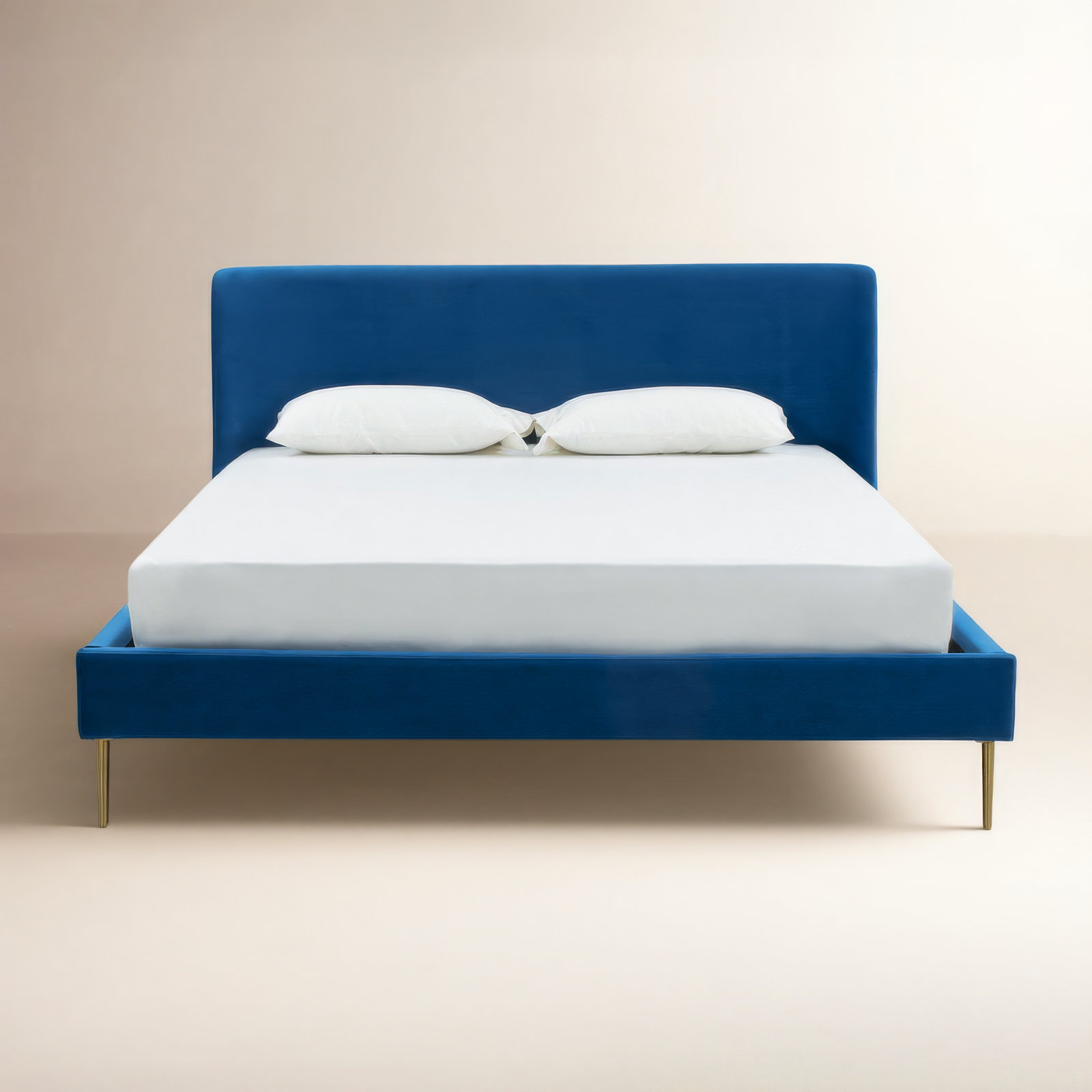 Venedy Upholstered Wingback Bed, Queen, Marine Velvet