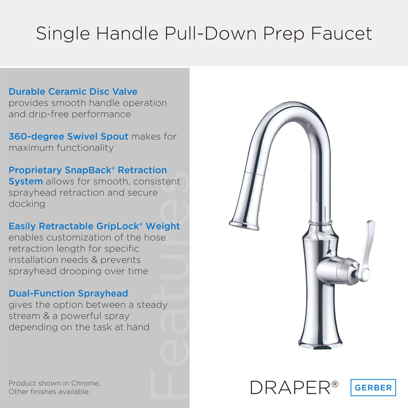 Robinet de bar rétractable Draper, Acier inoxydable