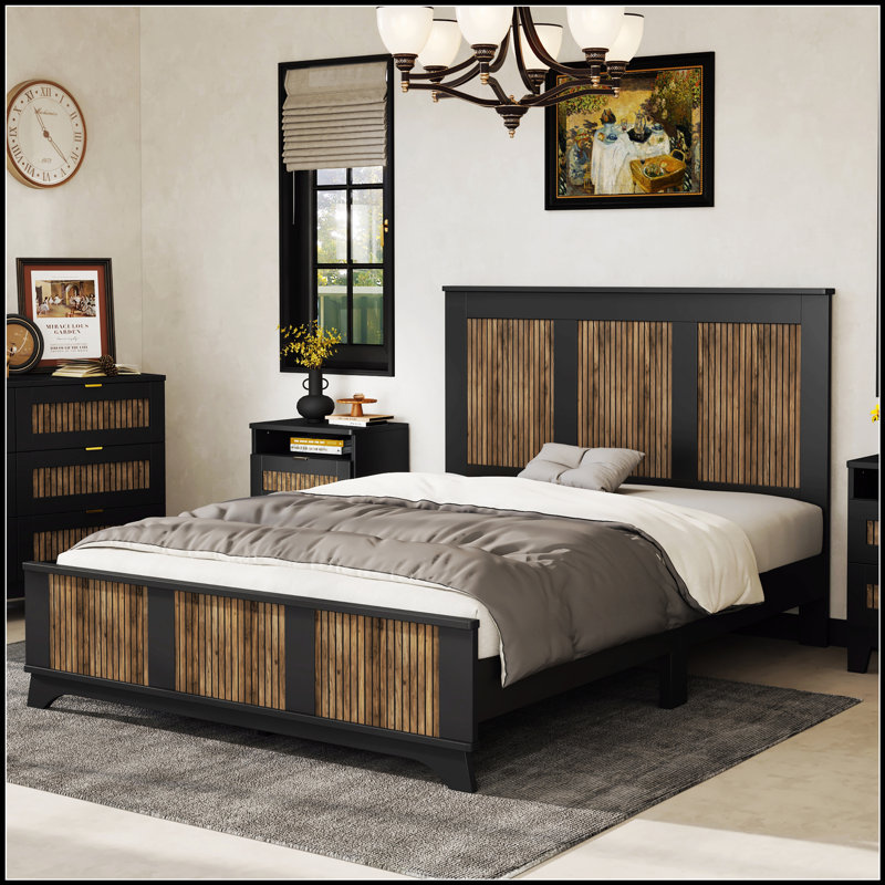 Lit plateforme Farmhouse, Noir, Grand lit