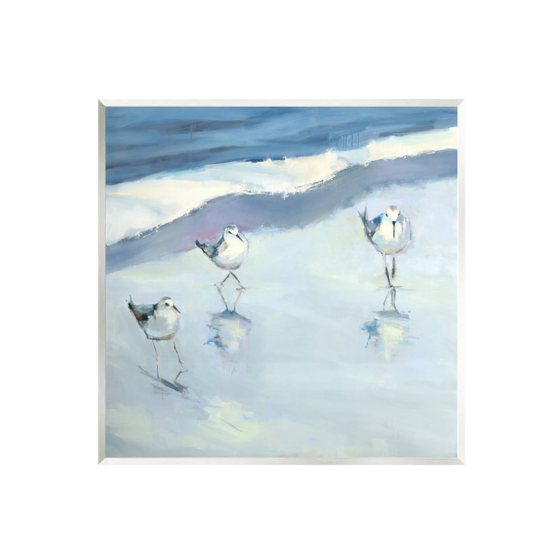 Au-450-Giclée bleue abstraite Sandpipers Peinture, Mdf, L 12 po x H 12 po x P 0,5 po