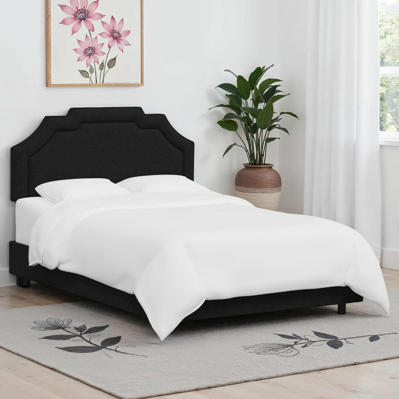 Aleanah Upholstered Standard Bed, Full, Classic Linen Black