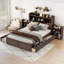 Lit plateforme double avec tablettes coulissantes-1483605369