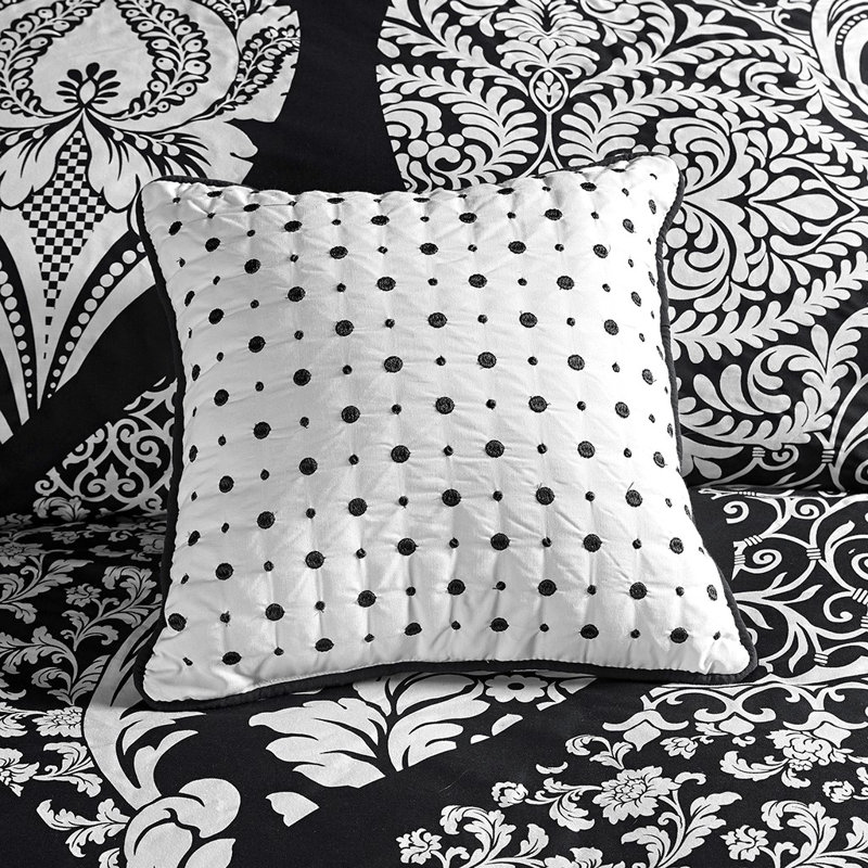 Literie en coton Madysin, Double/grand housse de couette + 5 pièces supplé, Noir
