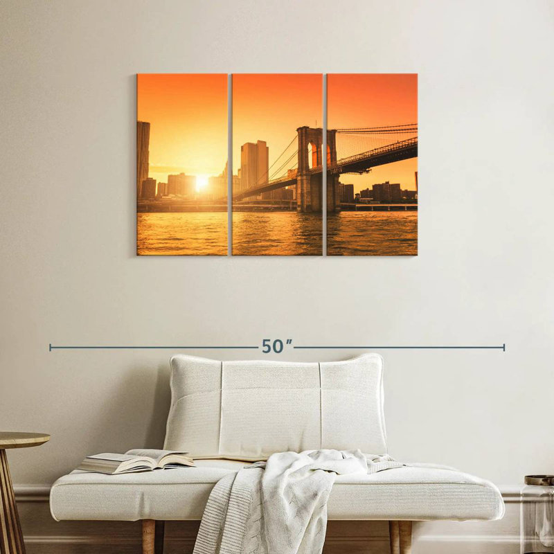 Lilie coucher de soleil sur le pont de Brooklyn, H 24 po x l 38 po