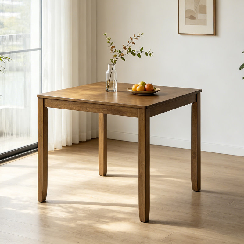 Table carrée en bois, H 30 po x l 34,5 po x P 34,5 po