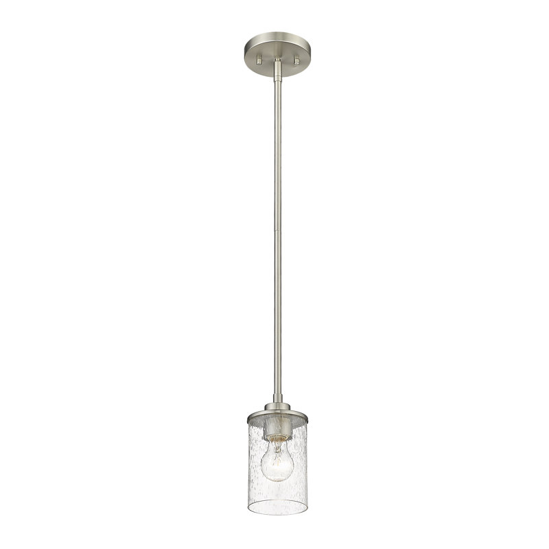 Luminaire suspendu cylindrique 1 lumière, Nickel brossé