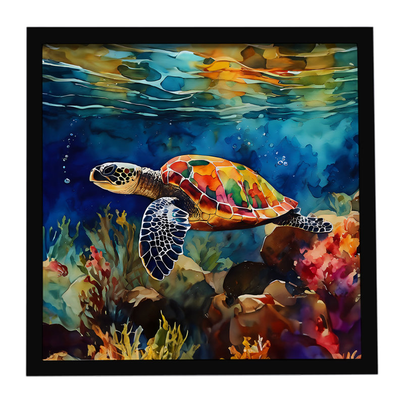 Loggerhead Sea Turtle Framed Metal Print