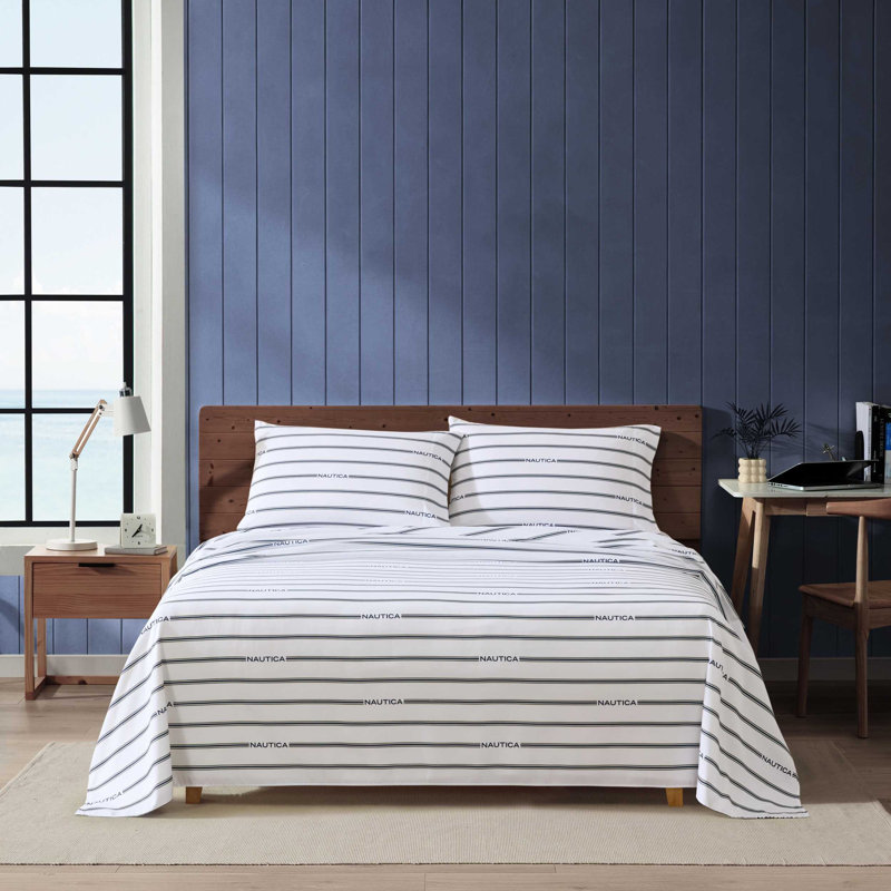 Nautica Inline Green Sheet Set, Inline Green, Twin XL Sheet Set with 1 Pillowcase