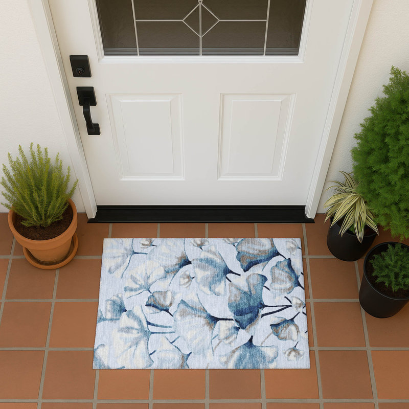Machine Washable Indoor/Outdoor Raemoore ACN2405 Botanical Rug, Rectangle 1'8" x 2'6"
