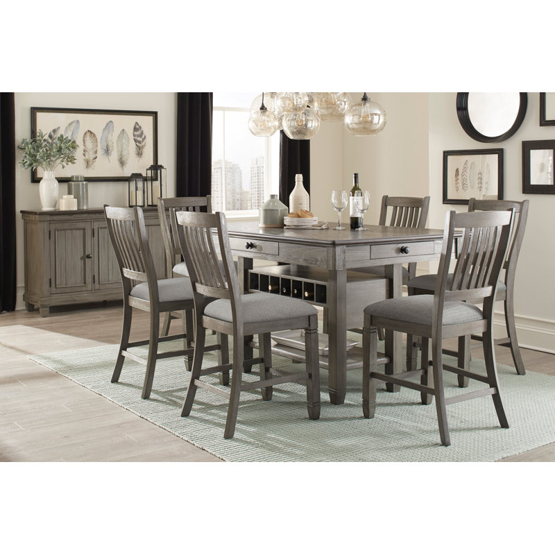 Emitte Upholstered Counter Stool, Gray, Gray