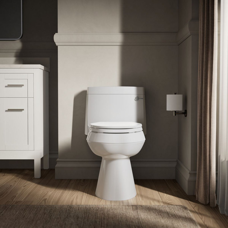 Cimarron 1.28 GPF Water Efficient Elongated One-Piece toilet (Seat Included), White, Right-Hand