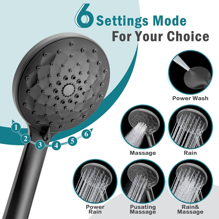 12" Chrome Dual Rain Shower Head Set with 6-Setting Handheld, High-Pressure Spray