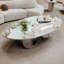 Modern Faux Marble Coffee Table, Sintered Stone Contemporary Tables with Stainless Steel Base-134286583