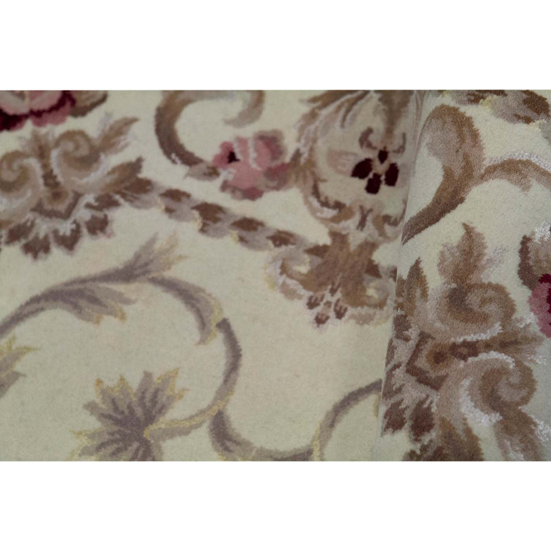 Tapis oriental ivoire / rouge noué à la main 3 pi 4 po x 5 pi 3 po Oriental
