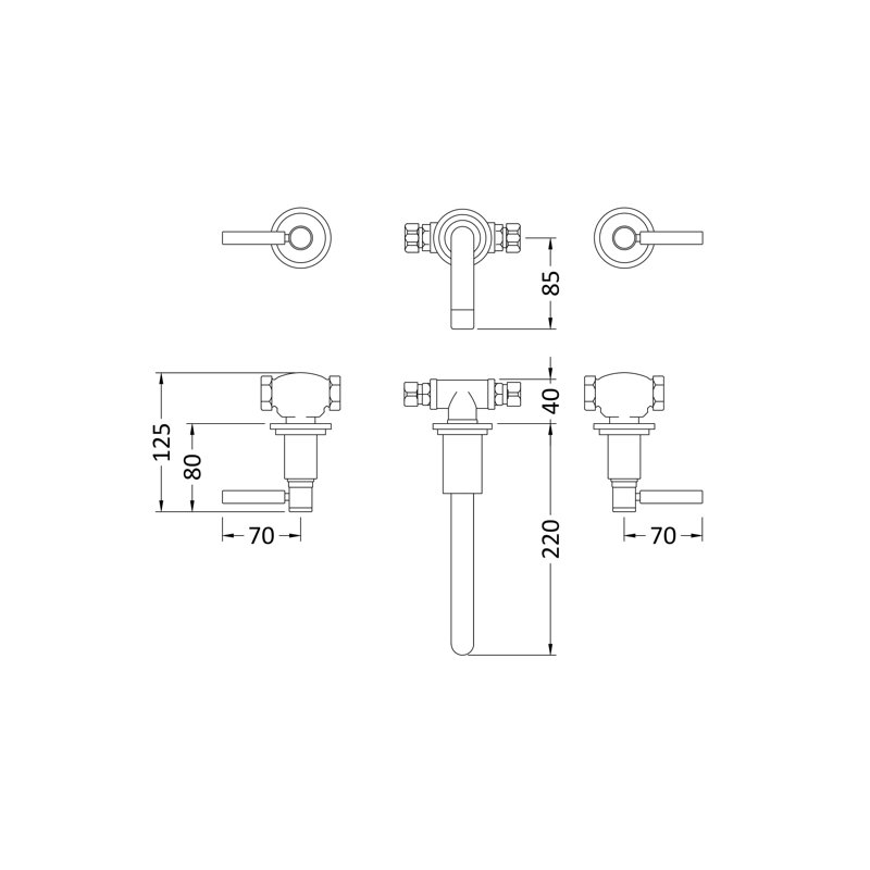 Tec Lever Wall Mounted Mono Basin Mixer