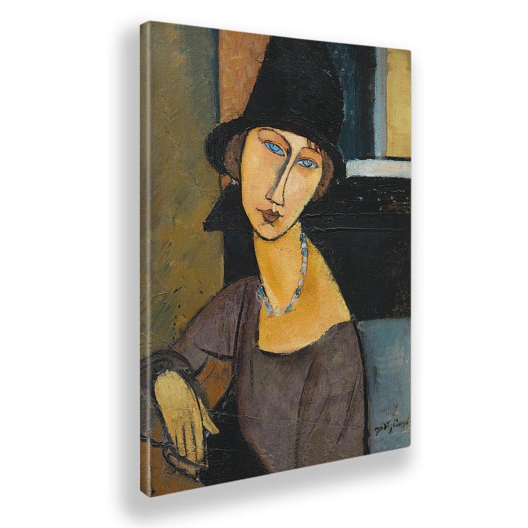 Wandbild Jeanne Hebuterne mit Hat von Amedeo Modigliani