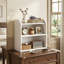 Bibliothèque de bureau à 3 niveaux en bois naturel, garde-corps surélevé avec rebords arrondis et bords arrondis lisses, convient au bureau à domicile, bureau