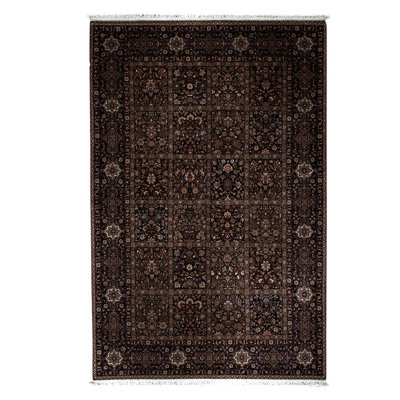 Tapis unique en laine noué à la main de couleur rouille / brun / noir 5 pi 9 po x 8 pi 9 po