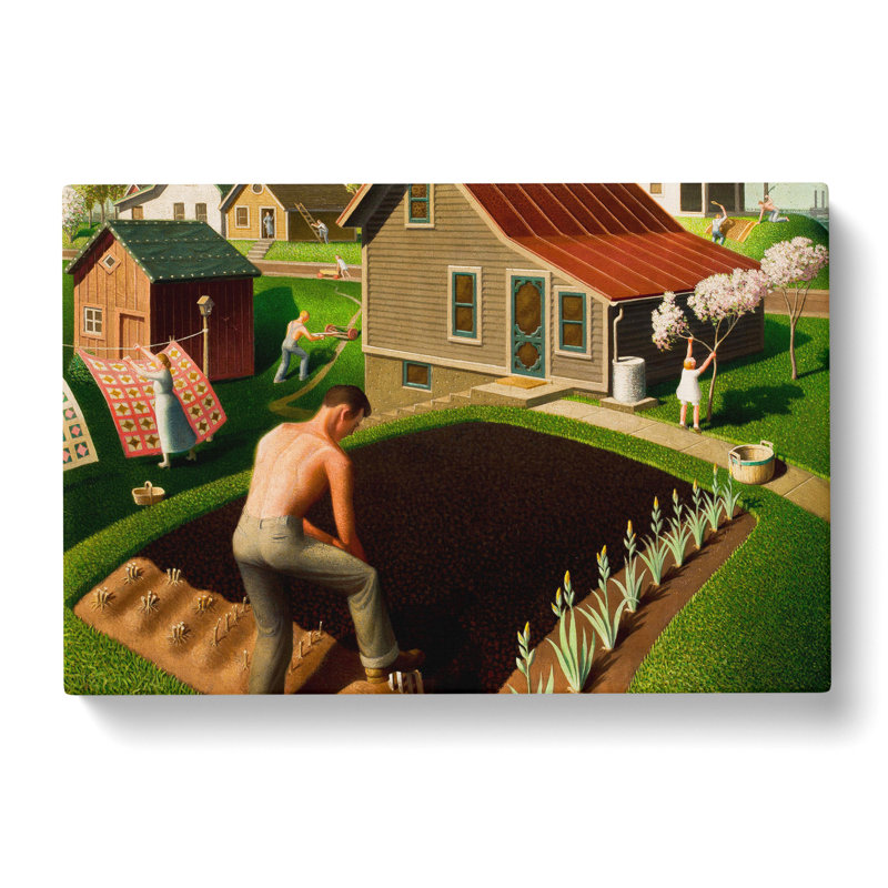Spring In Town by Grant Wood - Wrapped Canvas Painting, 40cm H x 60cm W x 3cm D