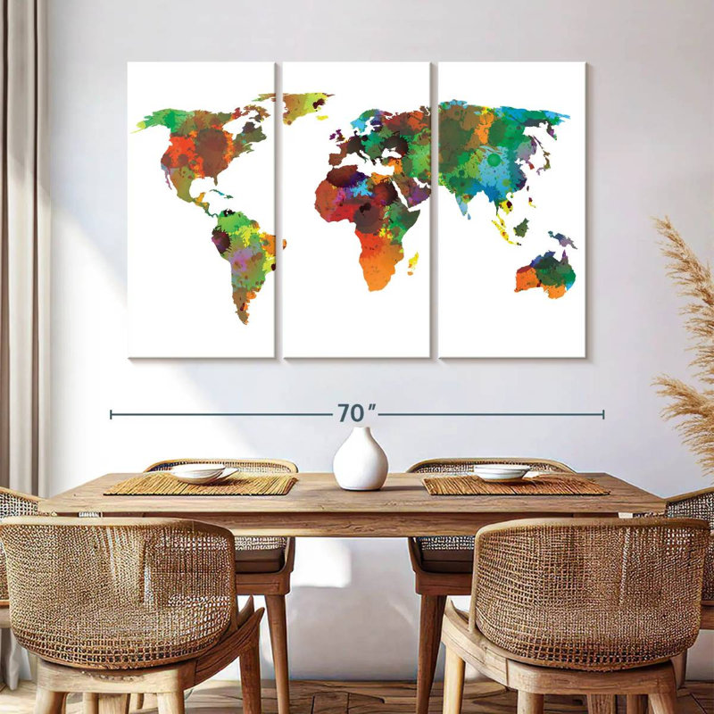 Carte du monde Aliaz Motley, H 42 po x l 65 po