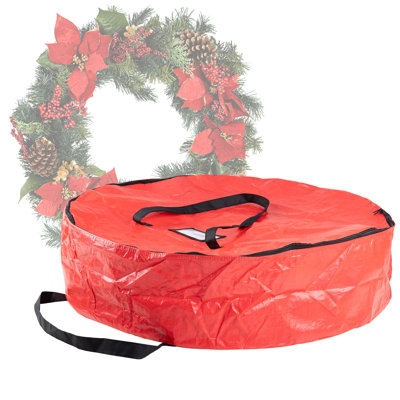 Sac de rangement pour couronne - organisateur de 24 pouces pour couronnes et guirlandes de Noël artificielles - fourre-tout à thème des Fêtes avec poignées vertes par Tiny Tim Totes