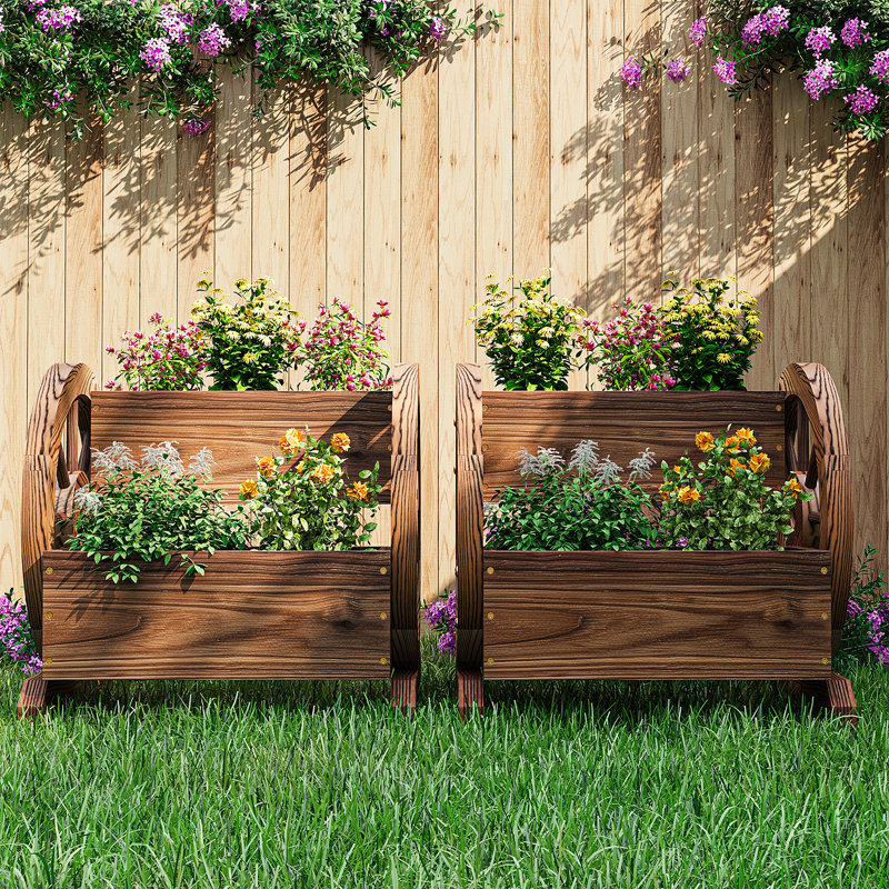 Jardinière en bois pour jardin 2 pièces