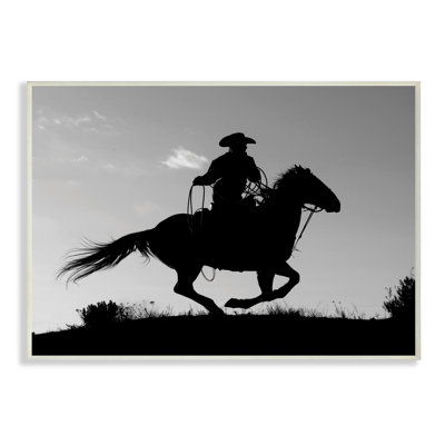 «Southwestern Cowboy Silhouette Black White Horse» par Carol Walker - photographie