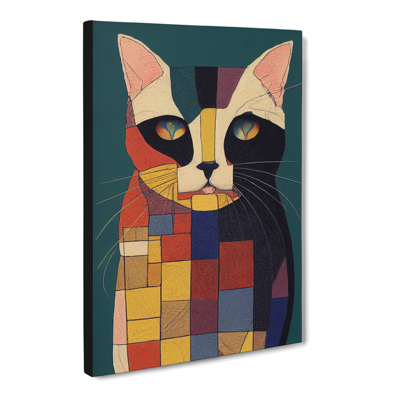 Cat Patchwork - Wrapped Canvas, 60cm H x 40cm W x 3cm D