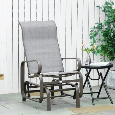 Patio Glider, Grey - 29 In. Wide, Breathable, Outdoor Glider Chair For Smooth Rocking, Lightweight, Heavy Duty,