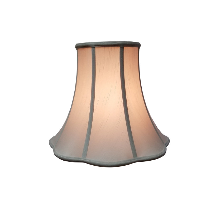 Abat-jour cloche en soie / shantung (araignée), Beige/blanc cassé, H 11,5 po x l 14 po x P 14 po