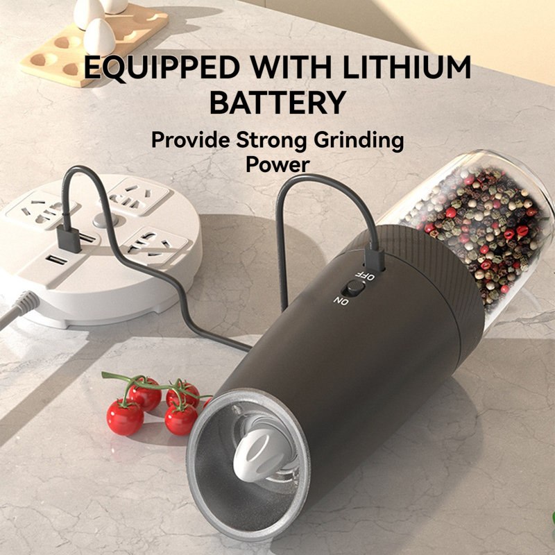 2 Pack Gravity Electric Salt And Pepper Grinder Set Lithium Battery Rechargeable