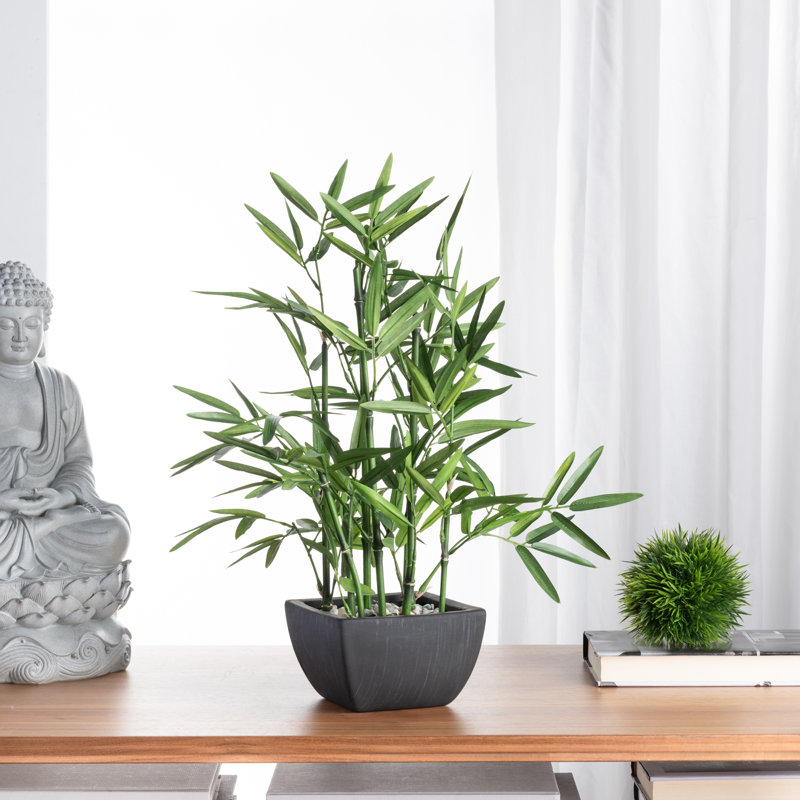 Faux bambou en pot décoratif 18 po Millsaps, H 18 po x l 6,5 po x P 6,5 po