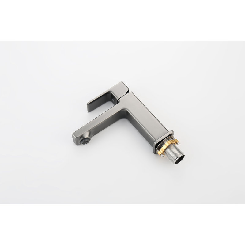 1 Hole Gray Sink Tap, 1.5/Gpm, Zinc, Deck Mounted Modern Lever Handle Construction Design, Gray