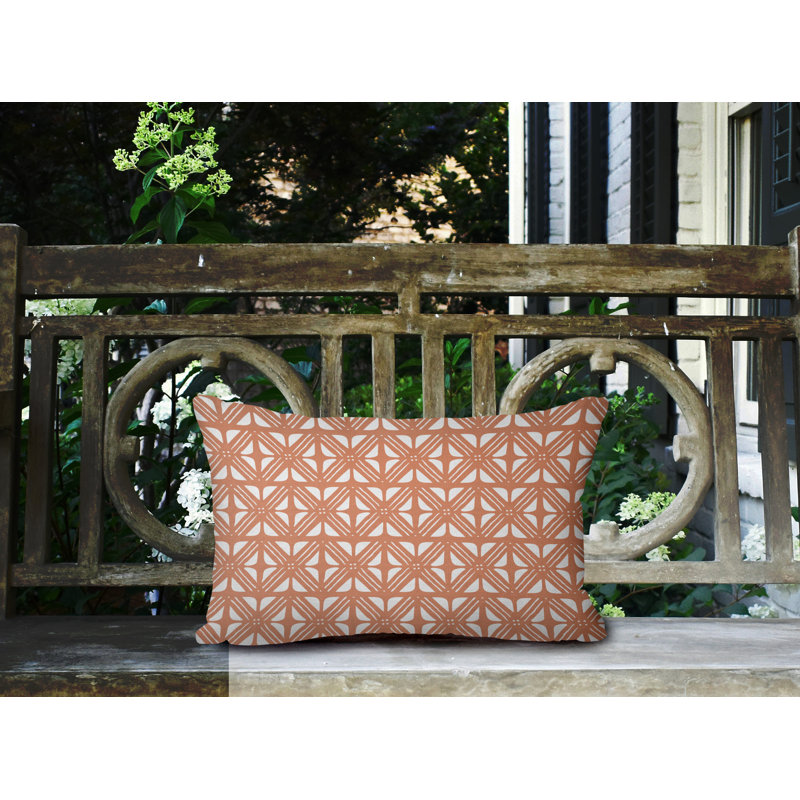 Medley Abstract Outdoor Reversible Throw Pillow, 14" x 20", Peach, Rectangle